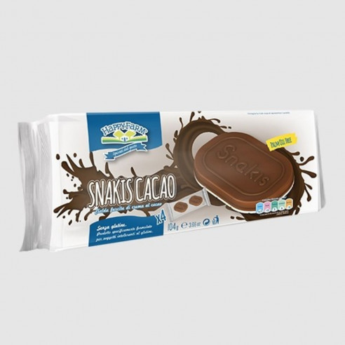 Happy Farm Biscotto Cialda ripieno di Crema al Cacao,104g Senza