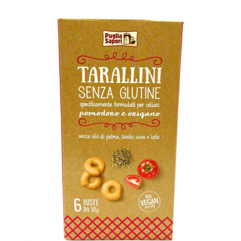 Puglia Sapori Tarallini Tomato and Oregano 180g (6x30g) Without