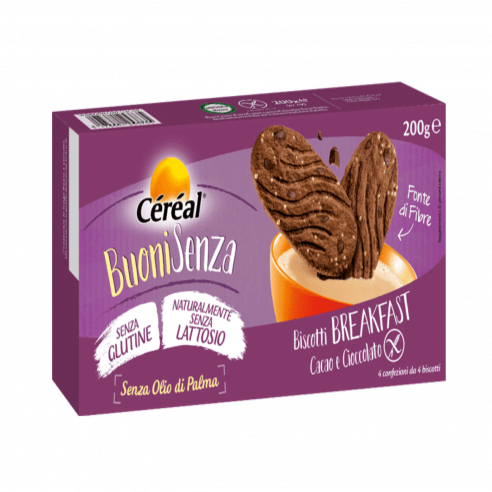 Céréal Biscotti Breakfast Cacao e Cioccolato, 200g Senza Glutine