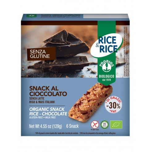 PROBIOS Snack di Riso al Cioccolato 129g(6x21.5g) Senza Glutine
